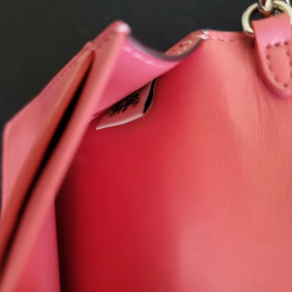 Coach Coral Pink Foldover Small Crossbody Purse Bag Clutch WOC - Picture 11 of 14
